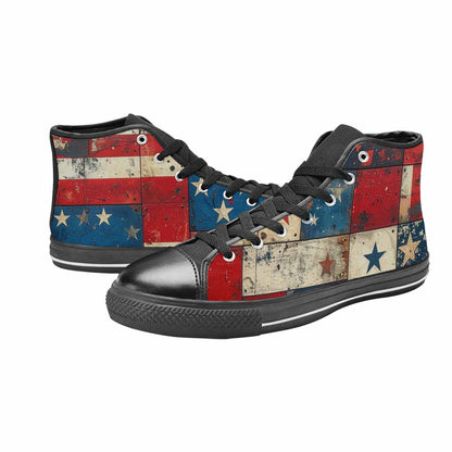 MEN'S American Flag Stars High Top Canvas Wallpaper Art Custom Shoes