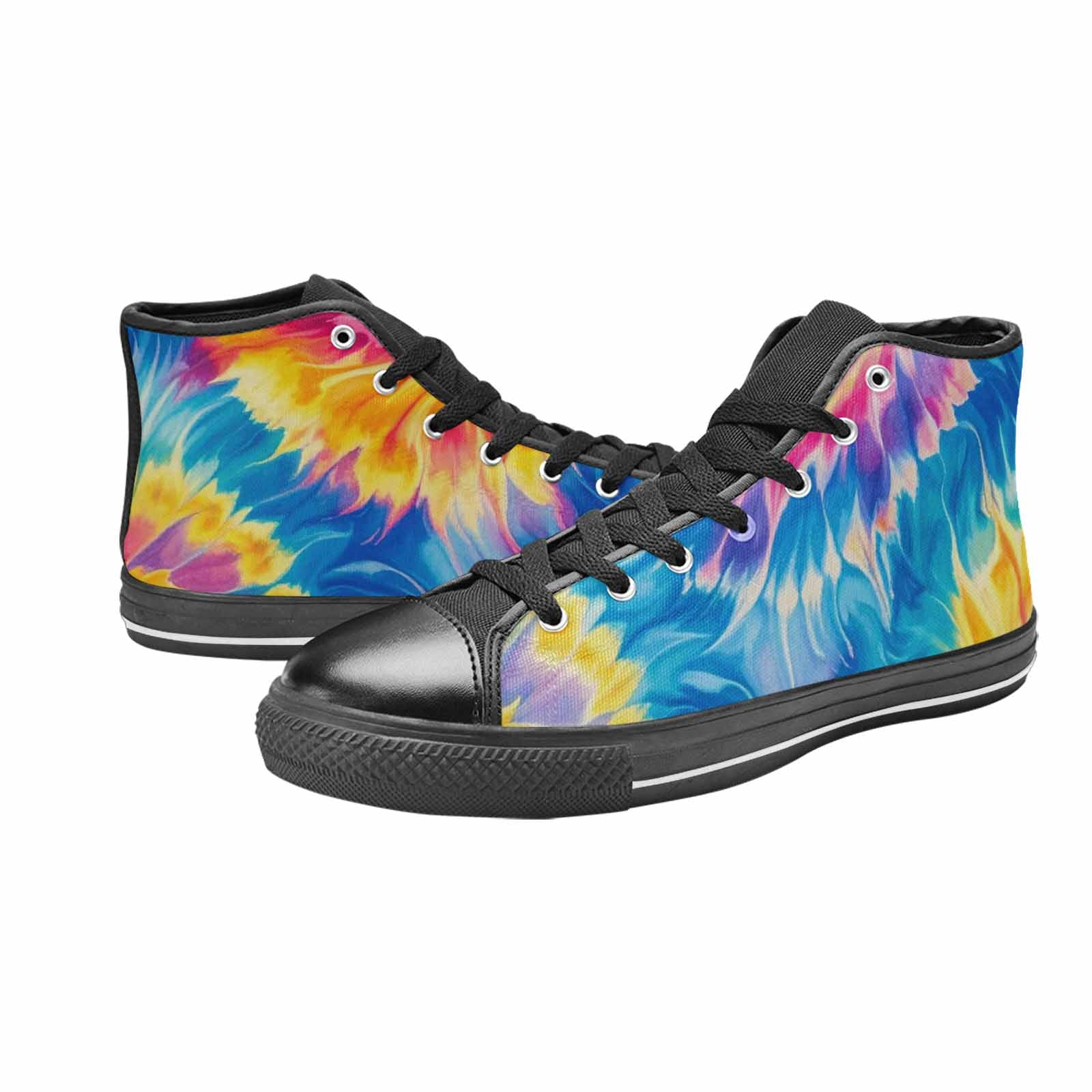 MEN'S Tie Dye Swirl High Top Canvas Grunge Custom Shoes