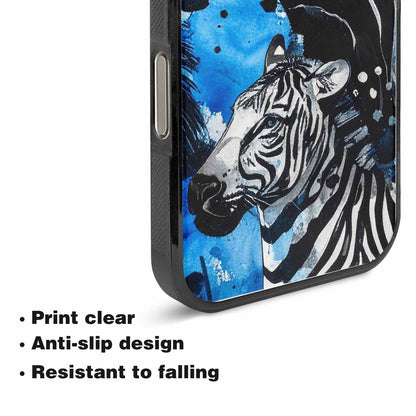 iPhone 15 Pro Max Case — Animal Print Black Blue Ink Animal, Personalized Phone Case