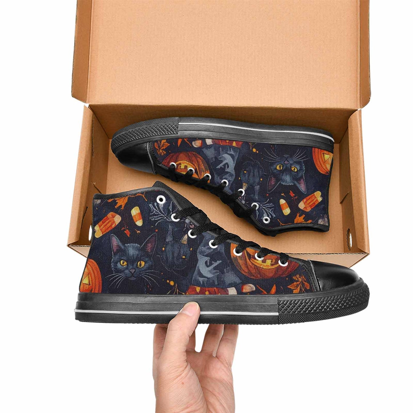 WOMEN'S Halloween High Top Canvas Grunge Custom Sneakers