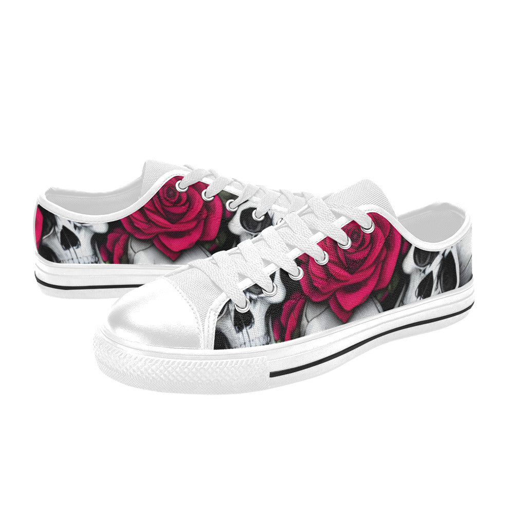 WOMEN'S Cc Skulls Roses 1 Canvas Cottagecore Custom Shoes