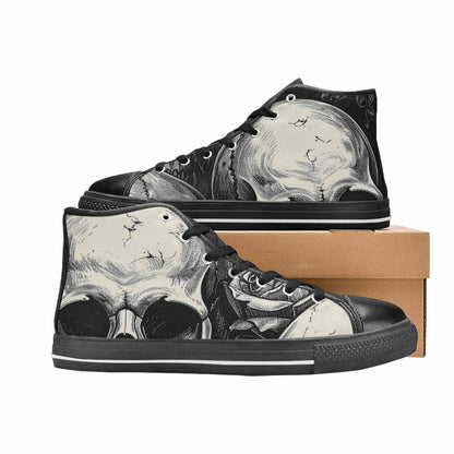 MEN'S Skulls Roses Black Ink High Top Canvas Y2K Custom Sneakers