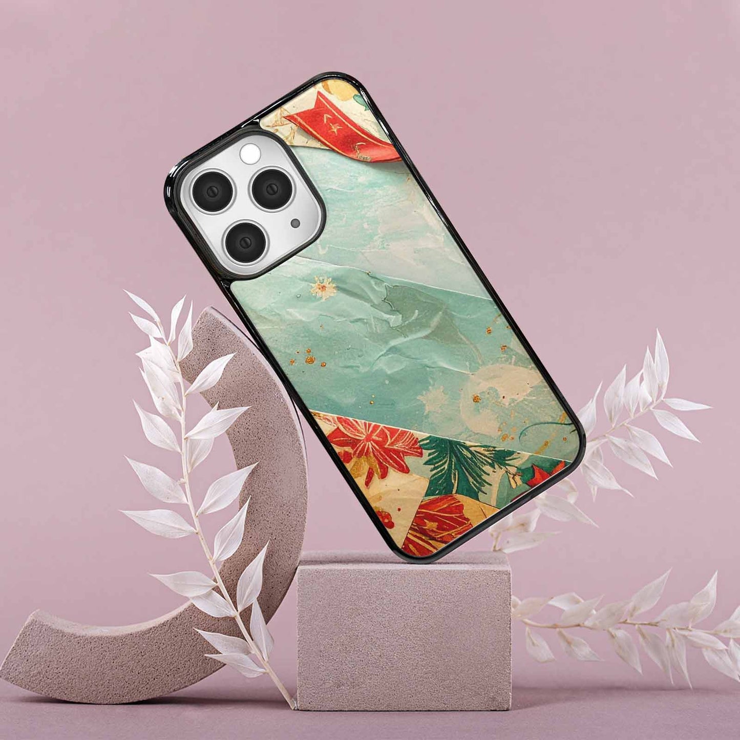 iPhone 15 Pro Max Case — Christmas Wrapping Paper Pattern Art Wallpaper, Customized Protective Case