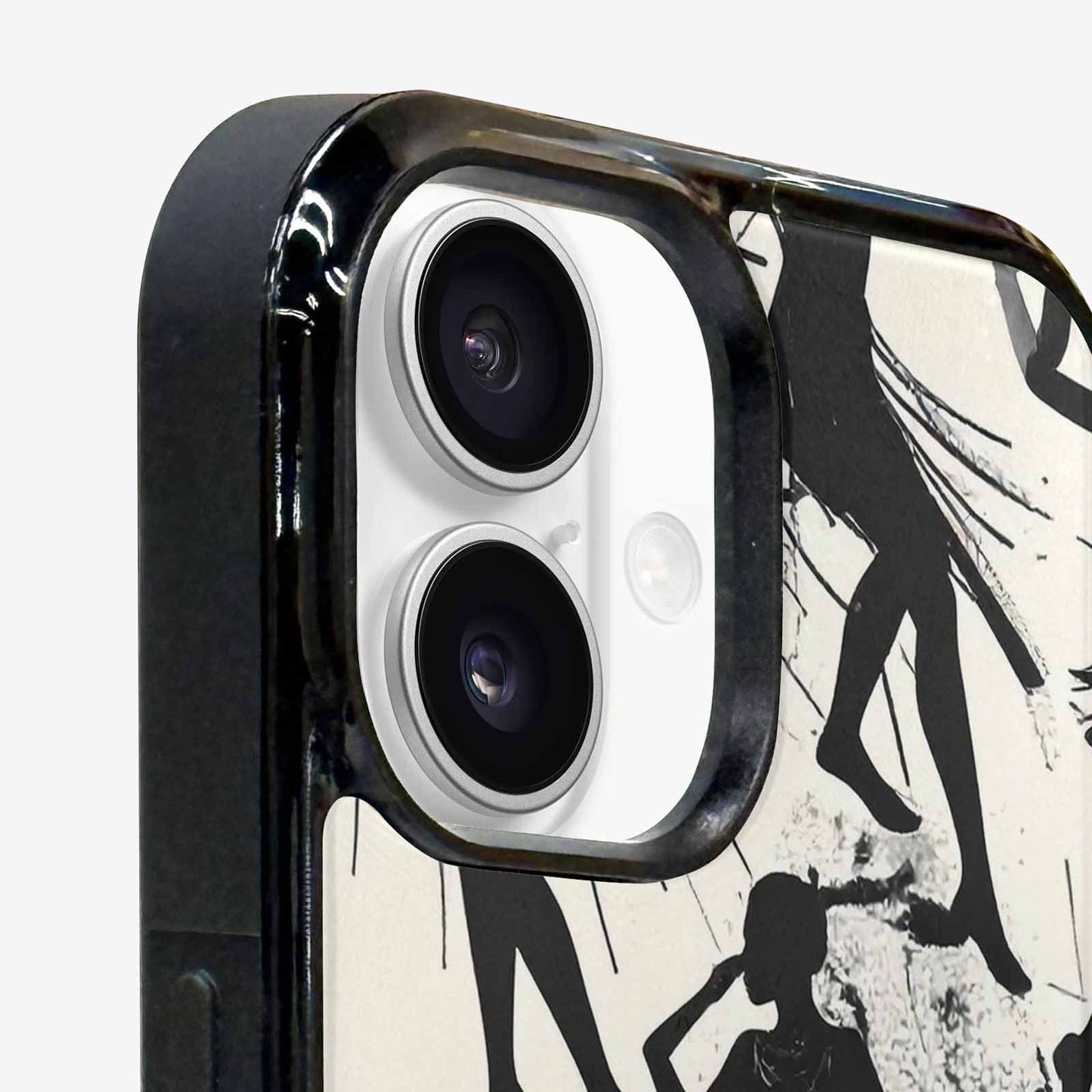 iPhone 16 Case — Bold Dancing Figure Line Art Pattern, Personalized Phone Case