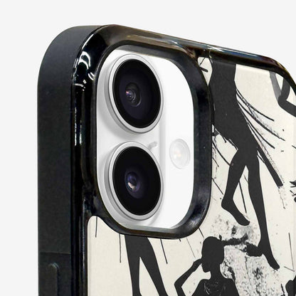 iPhone 16 Case — Bold Dancing Figure Line Art Pattern, Personalized Phone Case
