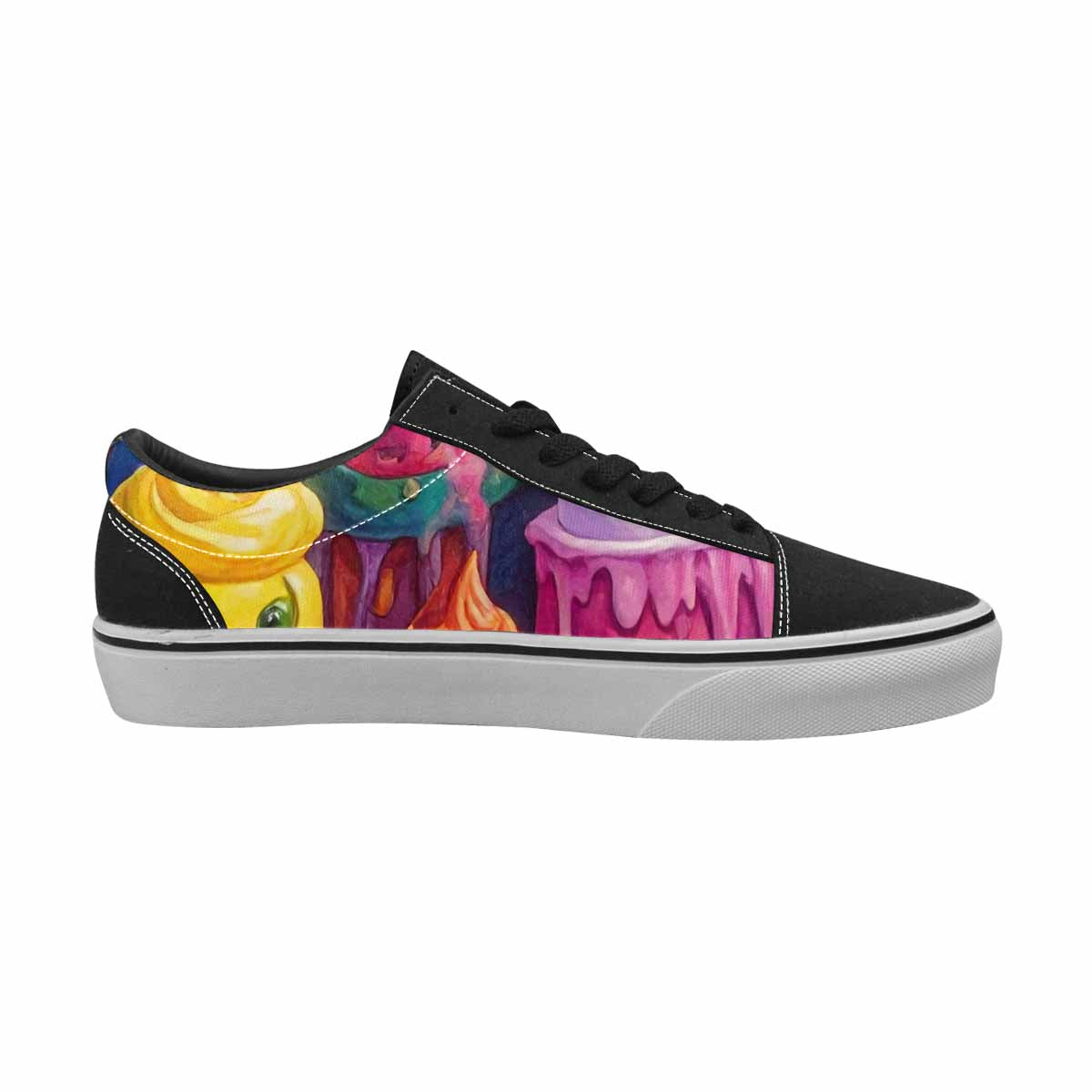 WOMEN'S Melting Ice Cream Monster Lace-Up Canvas Kaleidoscope Custom Sneakers