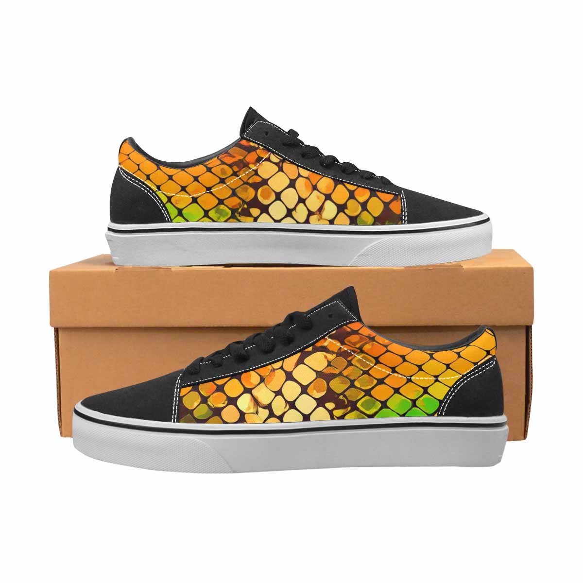 MEN'S Dark Snake Print Canvas Lace-Up Wallpaper Art Custom Sneakers