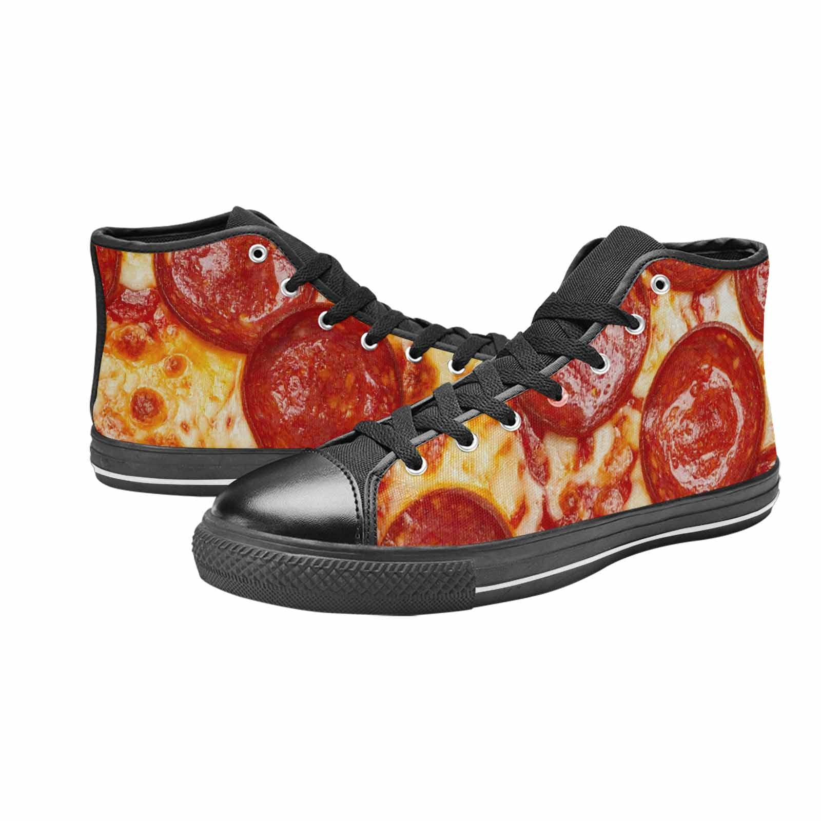 WOMEN'S Pepperoni Pizza Print High Top Canvas Grunge Custom Shoes