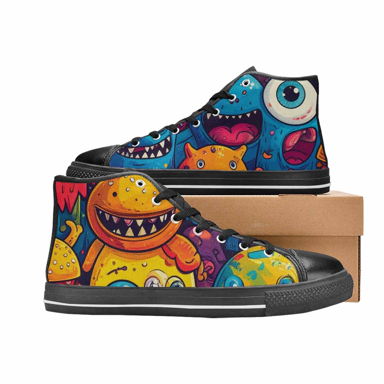 WOMEN'S Cartoon Monster Character High Top Canvas Dark Academia Sneakers