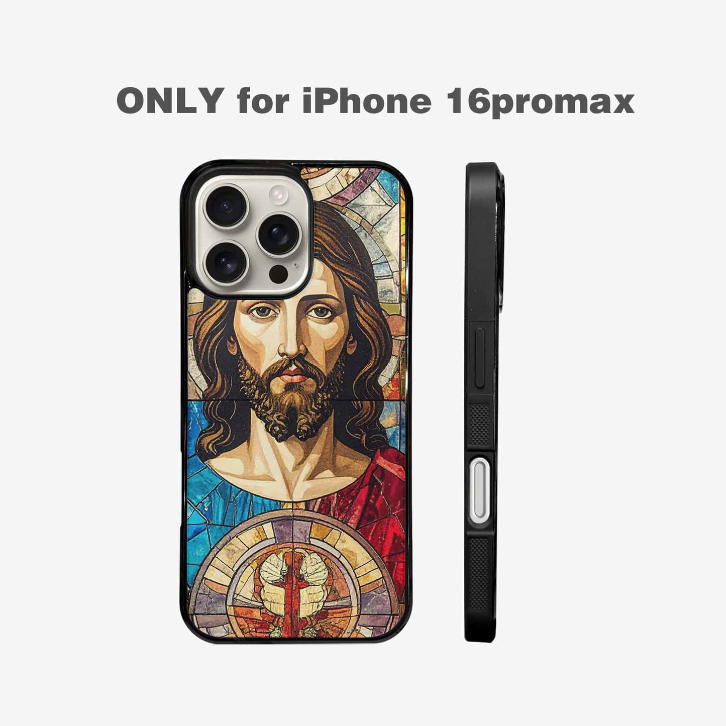 iPhone 16 Pro Max Case — Jesus Face Small Cross And Faith, Custom Made Phone Cover