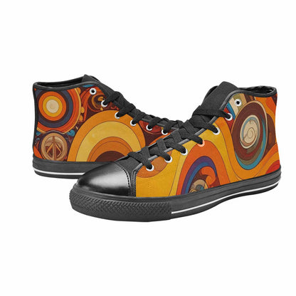 WOMEN'S Groovy 70S Peace High Top Canvas Dark Academia Shoes