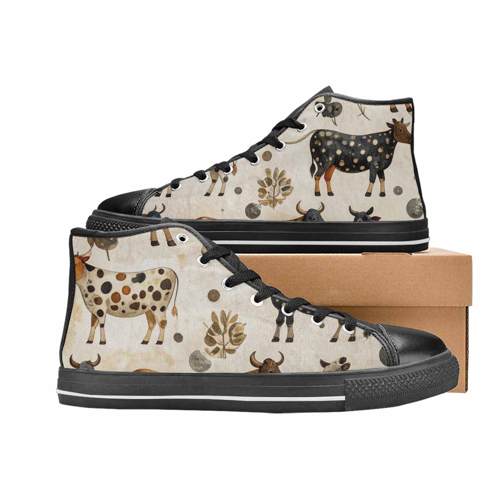 MEN'S Cow Animal Print High Top Canvas Y2K Sneakers