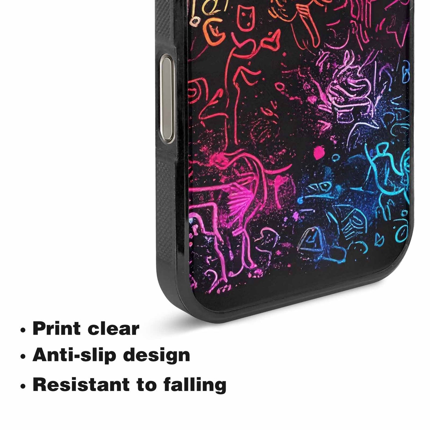 iPhone 16 Pro Case — Neon Glow Outline Icon Pattern Hundreds, Custom Phone Case