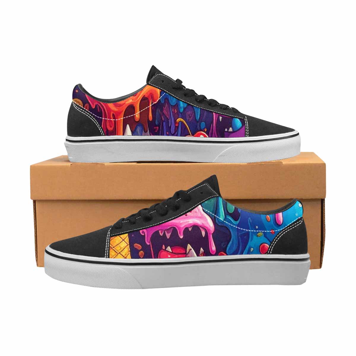 WOMEN'S Melting Ice Cream Monster Lace-Up Canvas Y2K Custom Shoes