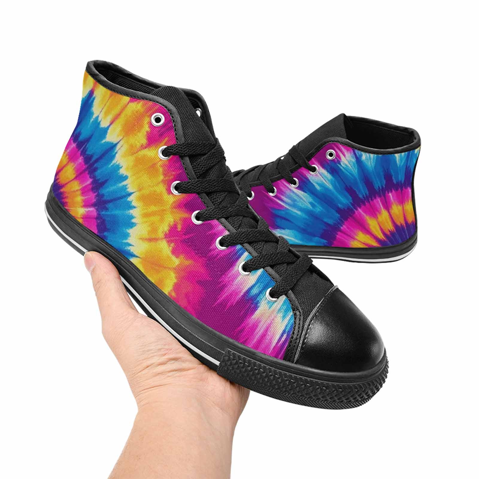 MEN'S Tie Dye Spiral High Top Canvas Cottagecore Custom Sneakers