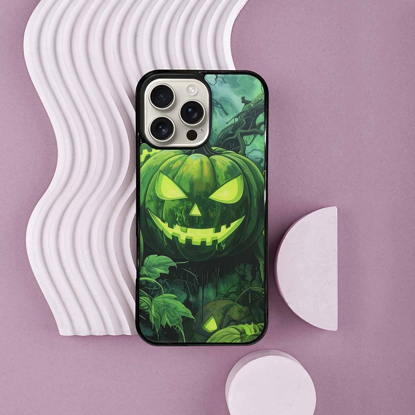 iPhone 16 Pro Max Case — Halloween Glowing Jackolantern, Unique Phone Case Design