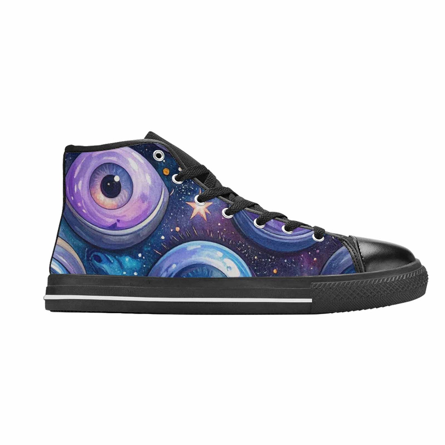 WOMEN'S Cartoon Eyeballs Galaxy High Top Canvas Grunge Custom Shoes