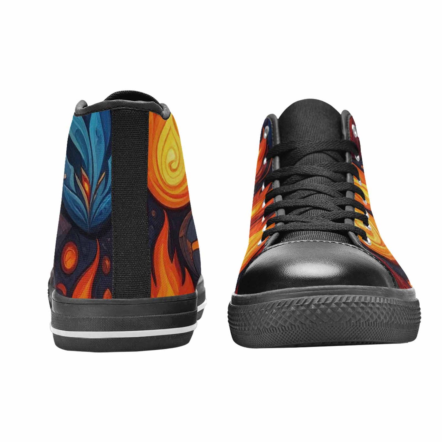 WOMEN'S Fire Flame High Top Canvas Dark Academia Sneakers