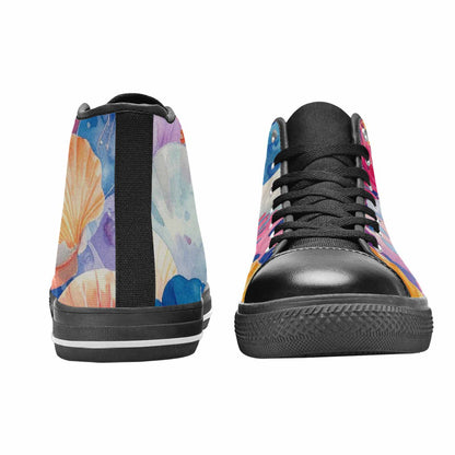 WOMEN'S Fish Scale Coral High Top Canvas Vivid Custom Shoes