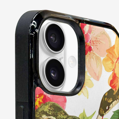 iPhone 16 Plus Case — Floral Snake Print, Custom Made Phone Cover