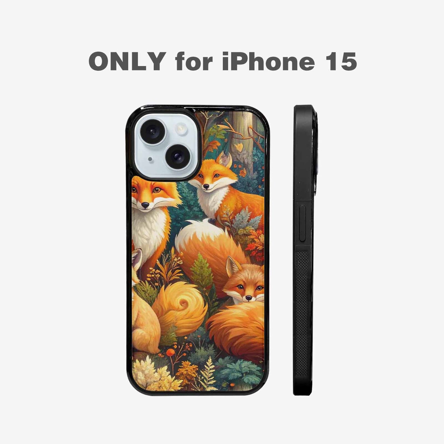 iPhone 15 Case — Fox Forest Fox Forest Pattern Hundreds, Custom Print Case Cover