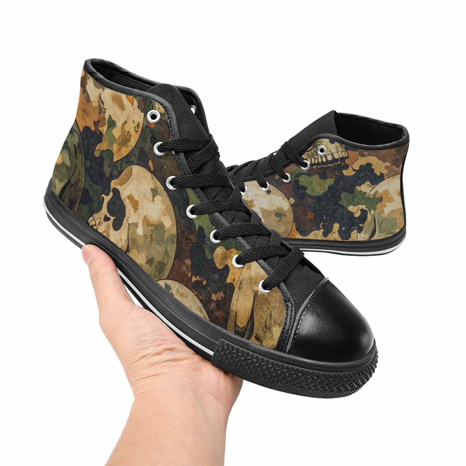 WOMEN'S Military Camo Skull High Top Canvas Wallpaper Art Shoes