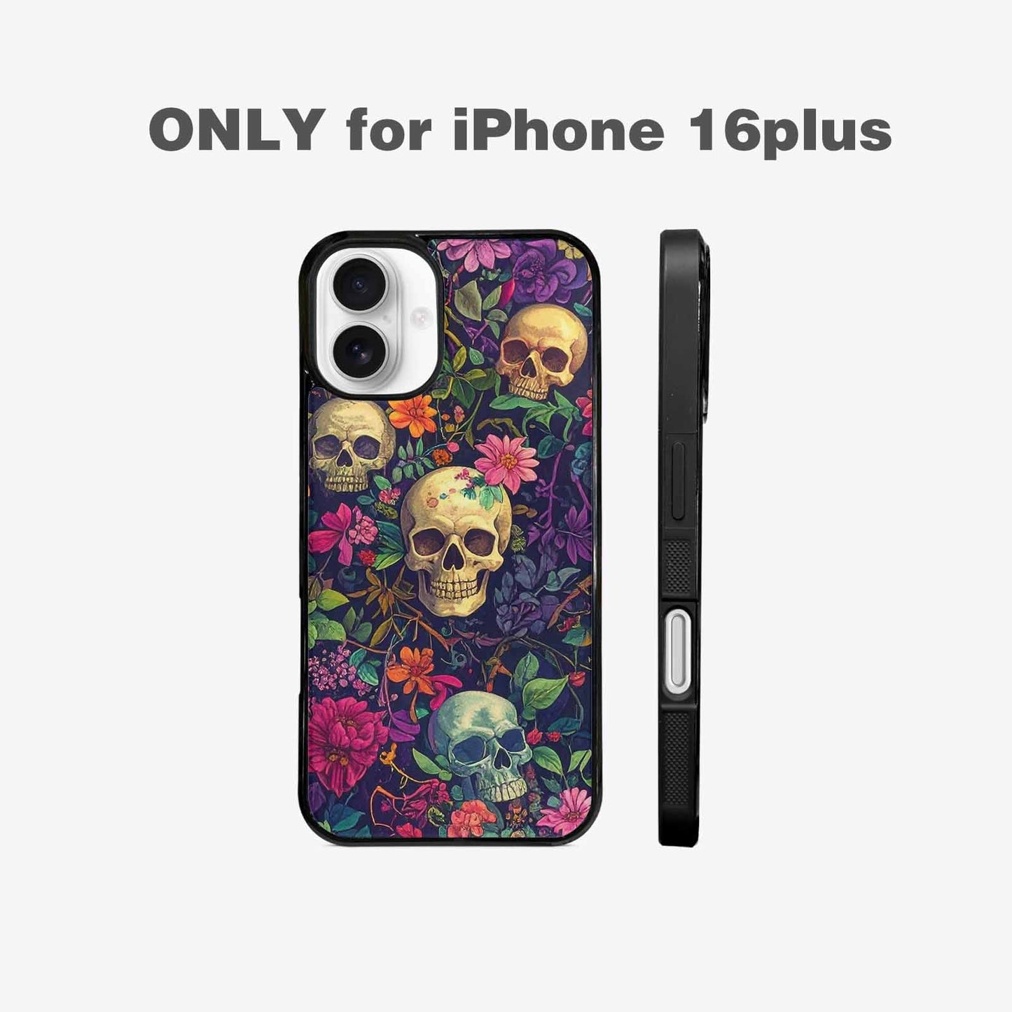 iPhone 16 Plus Case — Skulls Botanicalskulls Pattern, Custom Print Case Cover