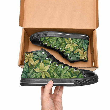 MEN'S Seven-Point Palmate Leaf High Top Canvas Vibrant Chaos Shoes