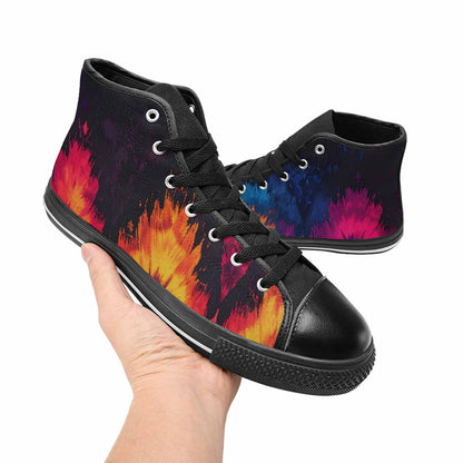 MEN'S Tie Dye Dark High Top Canvas Neon Fantasy Custom Shoes
