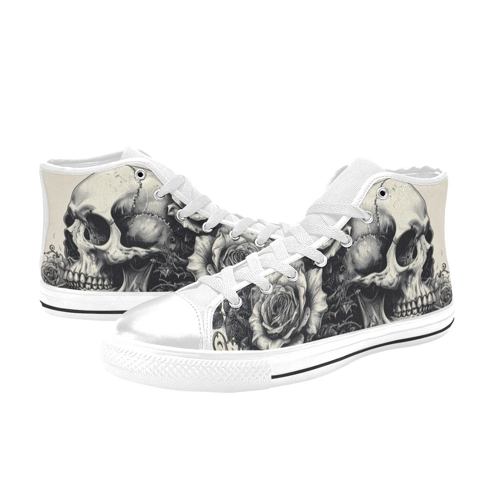 Dark Gothic Skull Collection Men's High Top Canvas Shoes | Freaky Shoes®