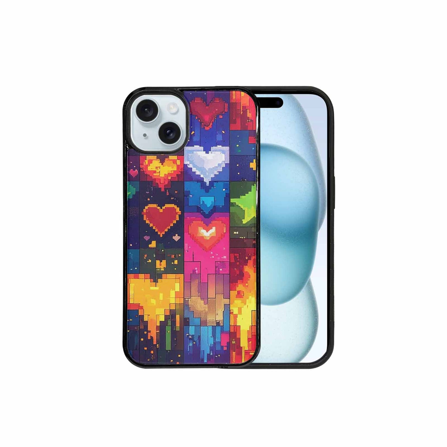 iPhone 15 Plus Case — Pixel Art 8 Bit Burst Pattern, Custom Designed Case Cover