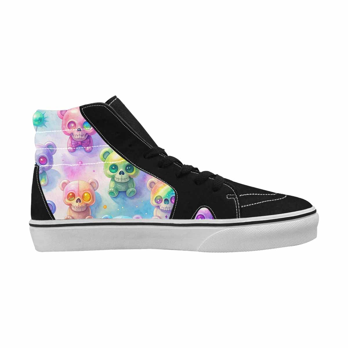 MEN'S Rainbow Teddy Skeletons Eye High Top Canvas Cottagecore Sneakers