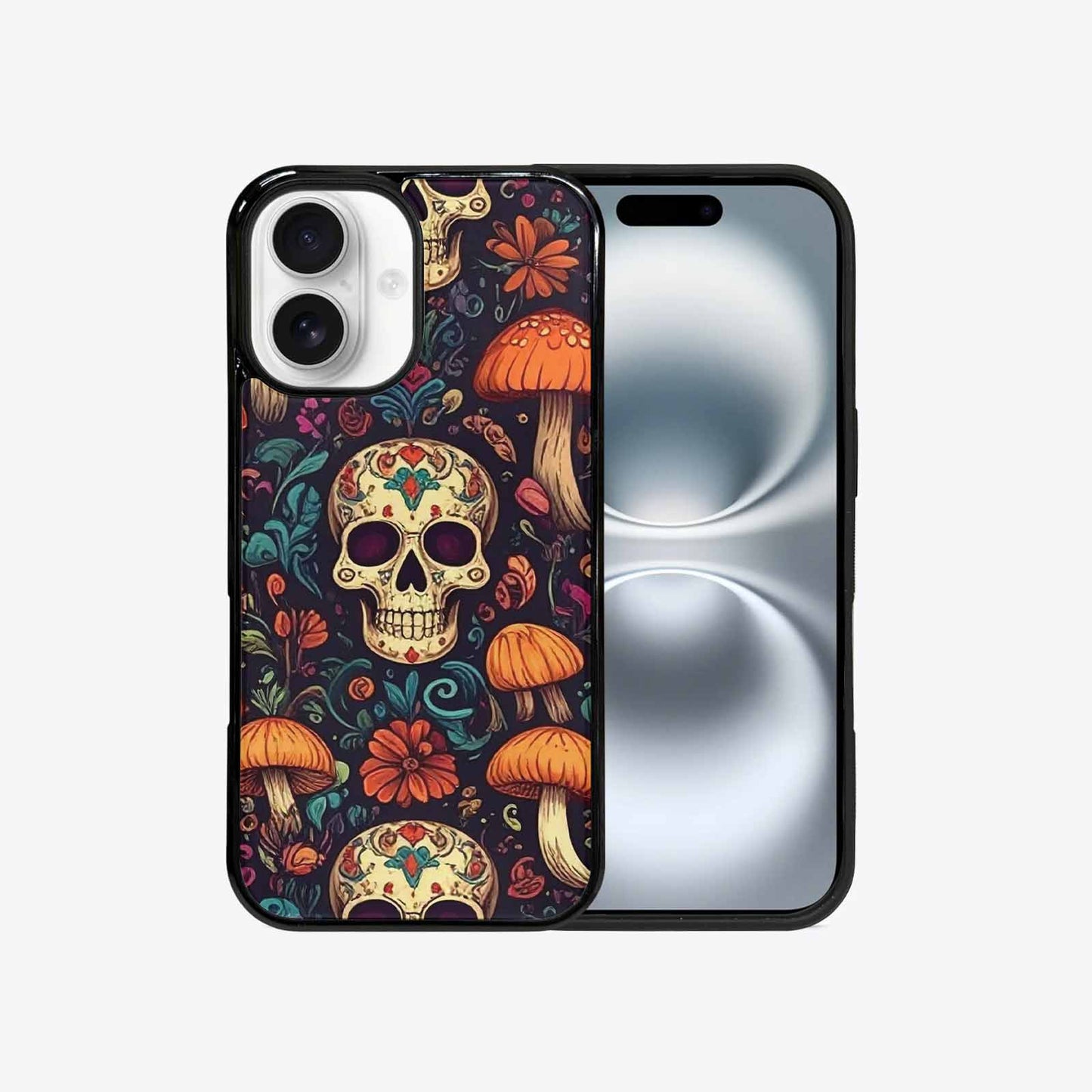 iPhone 16 Case — Mushrooms And Skulls, Customized Protective Case