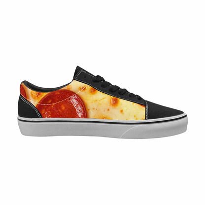 WOMEN'S Pepperoni Pizza Print Canvas Lace-Up Neon Fantasy Shoes