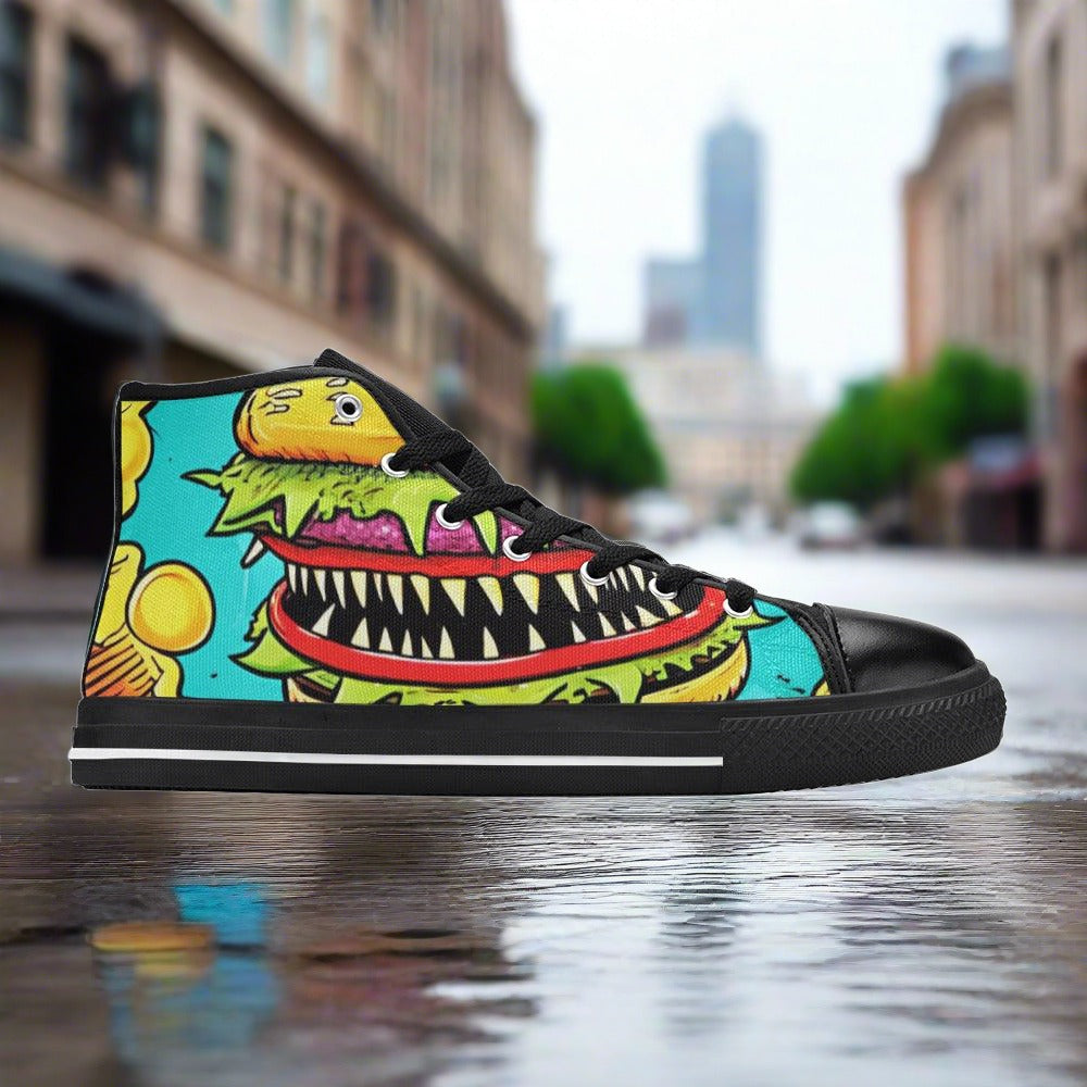 Cyberpunk Teal Gold Unique MEN Bold Art - Freaky Shoes | Custom Art Sneakers