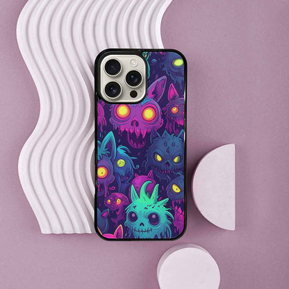 iPhone 16 Pro Max Case — Mixed Toxic Glow Creature Pattern Hundreds, Personalized Phone Case