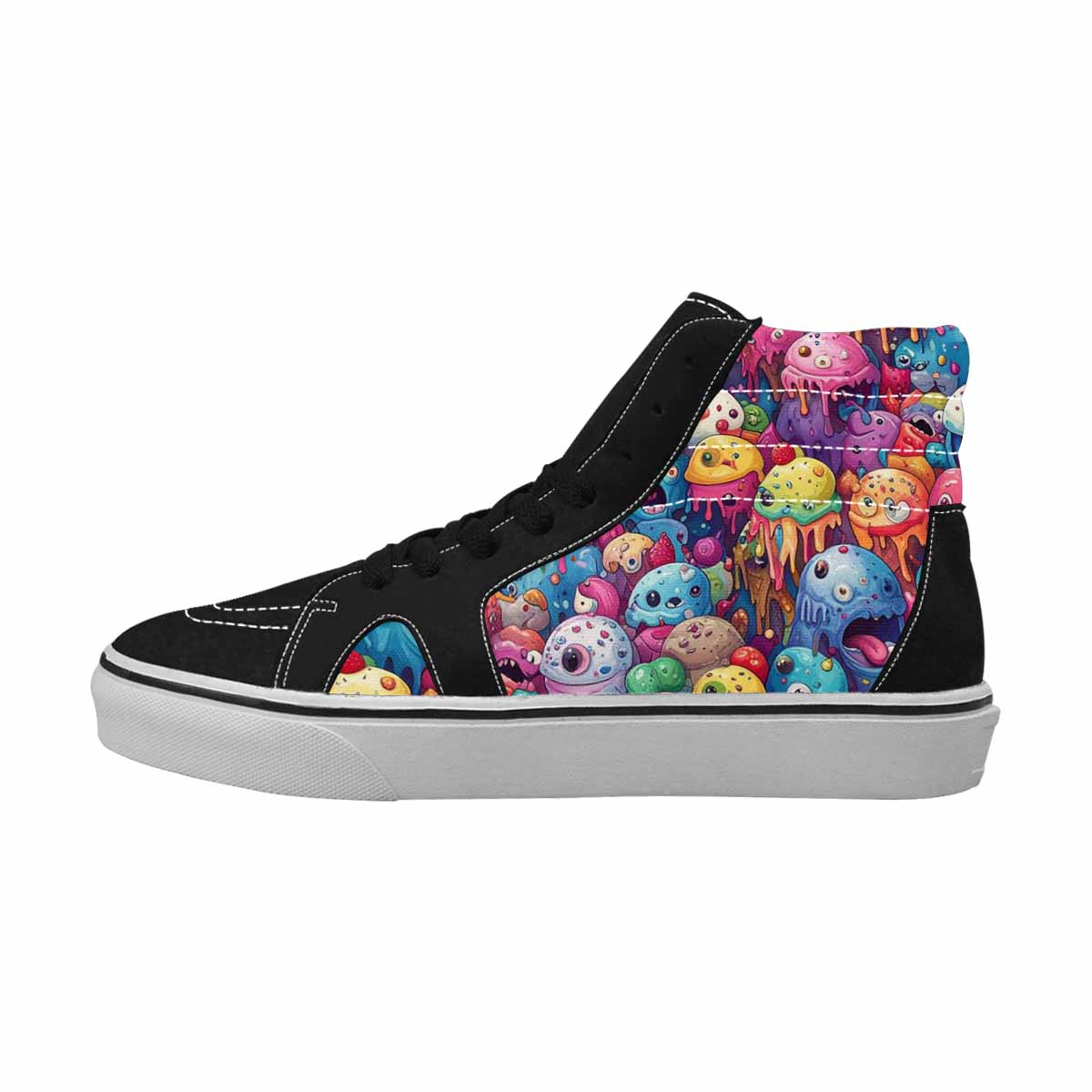 MEN'S Melting Ice Cream Monster High Top Canvas Wallpaper Art Sneakers