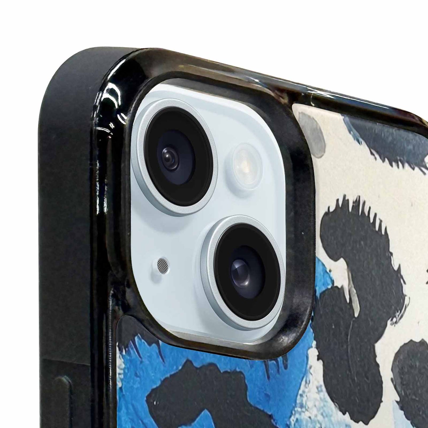 iPhone 15 Plus Case — Animal Print Black Blue Ink Animal, Customized Protective Case
