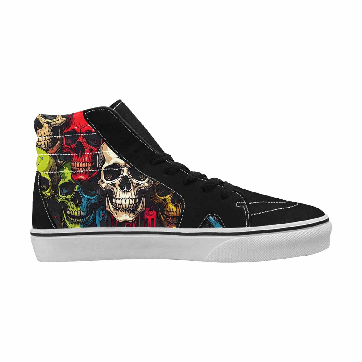 WOMEN'S Dripping Skulls Collage High Top Canvas Wallpaper Art Custom Sneakers