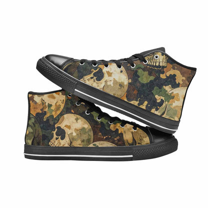 WOMEN'S Military Camo Skull High Top Canvas Wallpaper Art Shoes