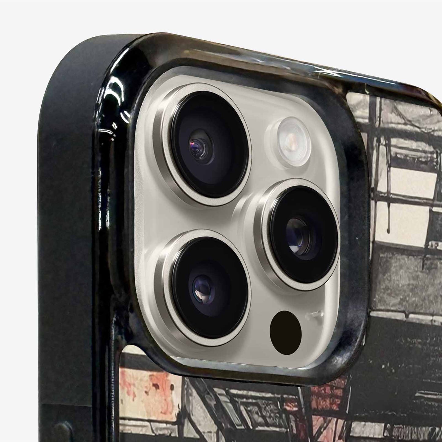 iPhone 15 Pro Max Case — Liminal Space Fragment Black Red Ink, Custom Made Phone Cover