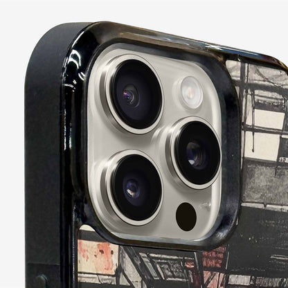 iPhone 15 Pro Max Case — Liminal Space Fragment Black Red Ink, Custom Made Phone Cover