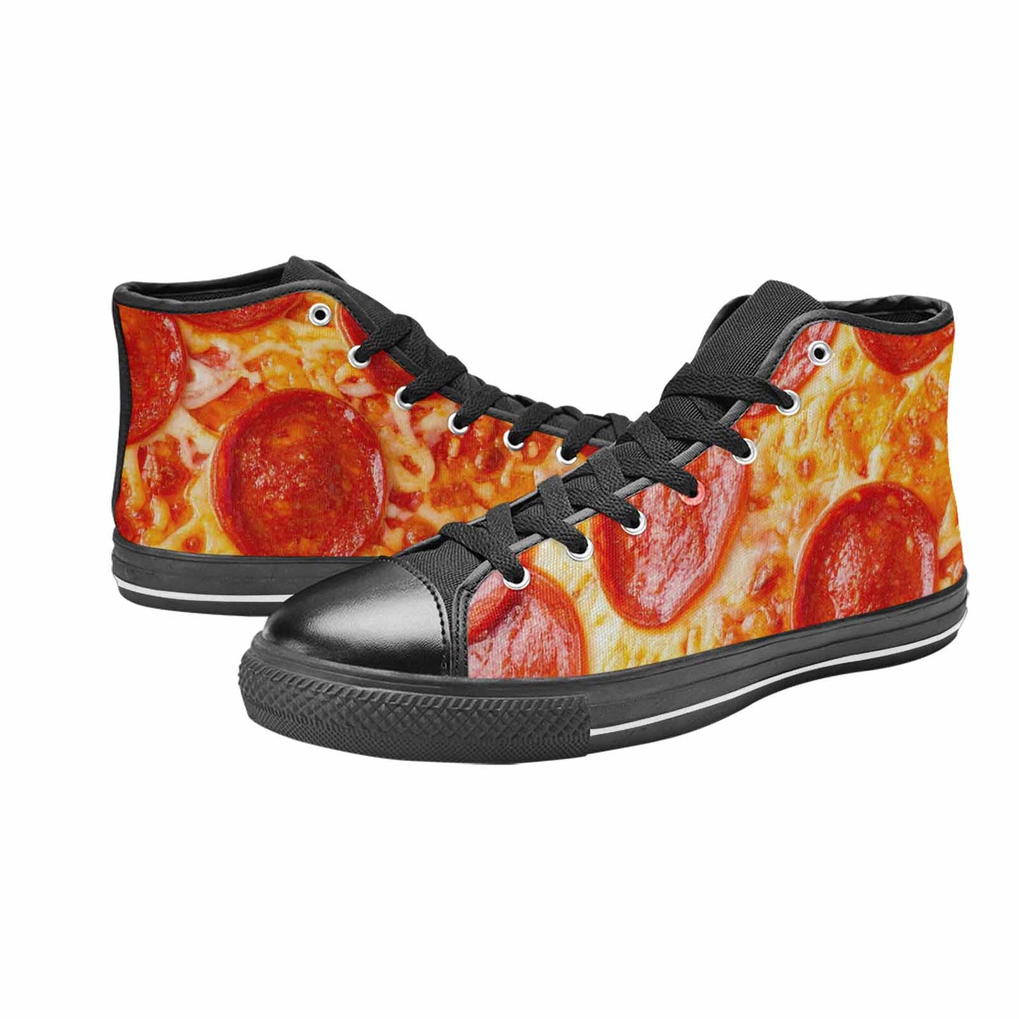MEN'S Pepperoni Pizza Print High Top Canvas Dark Academia Custom Sneakers