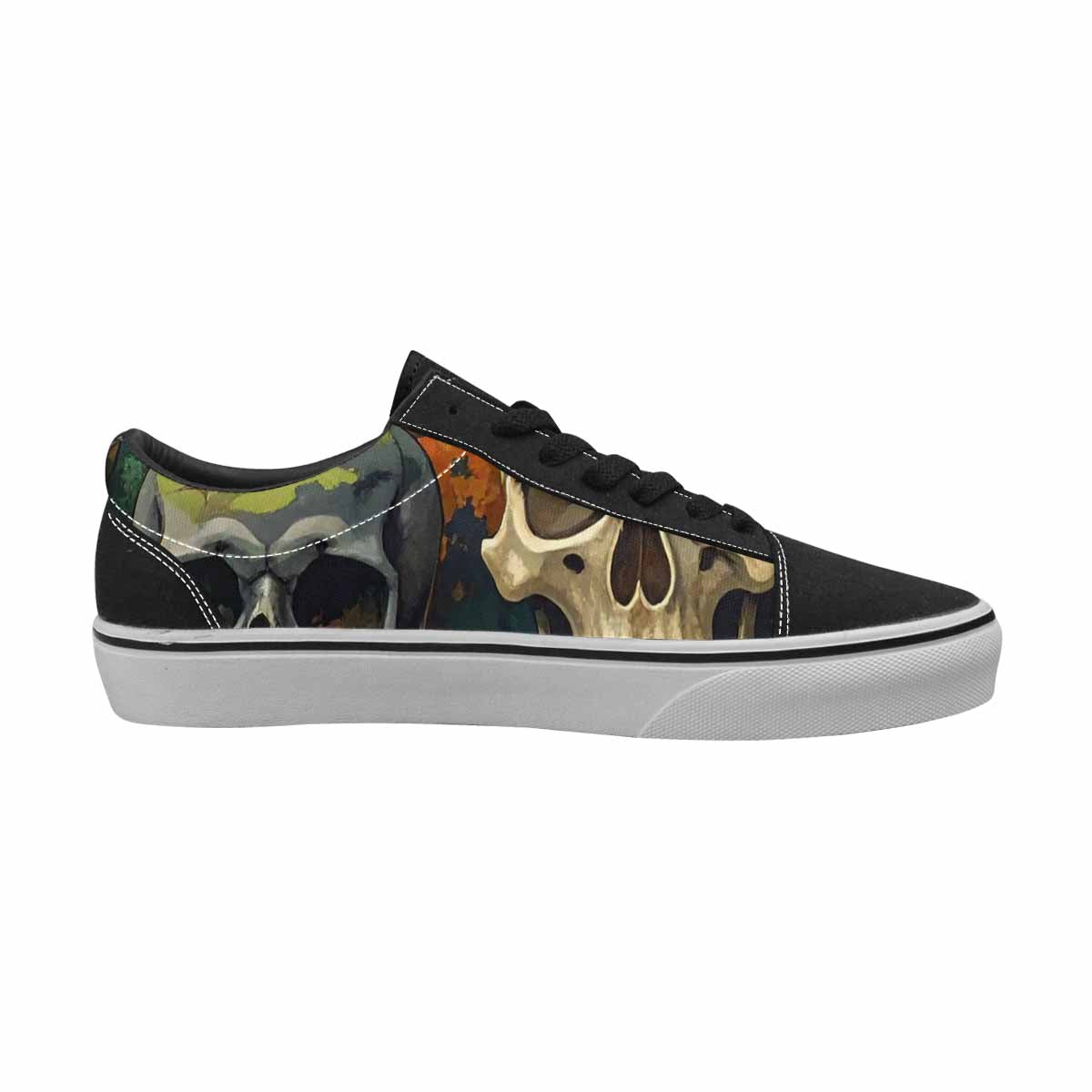 WOMEN'S Skulls  Camo Skulls Lace-Up Canvas Grunge Custom Shoes