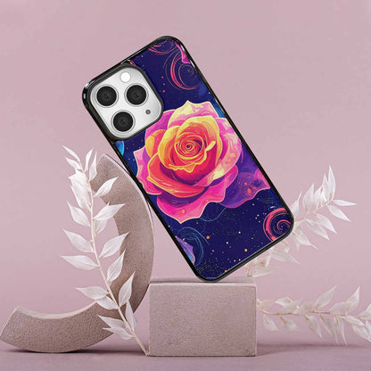 iPhone 15 Pro Max Case — Rose Galaxy Art Seamless Pattern Vibrant, Customized Protective Case