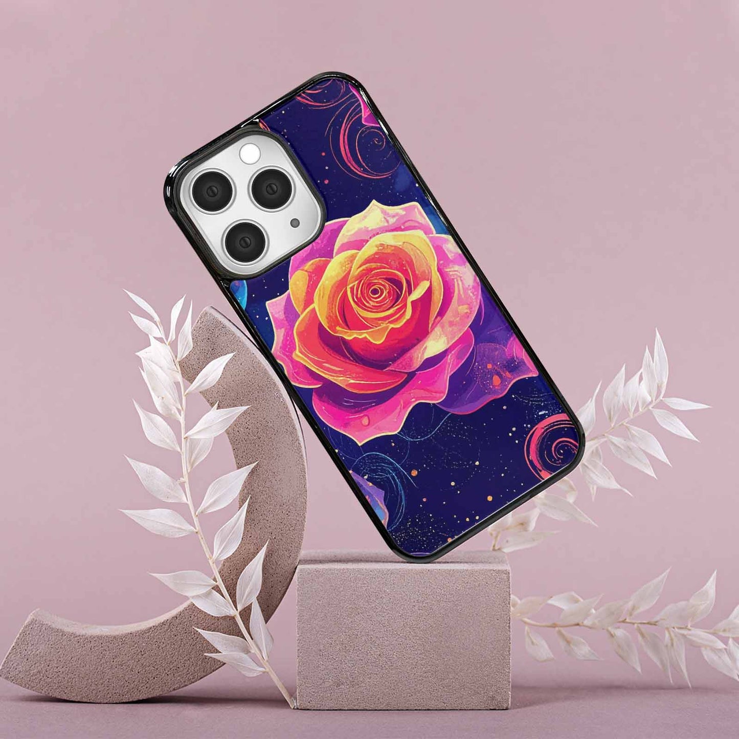 iPhone 15 Pro Max Case — Rose Galaxy Art Seamless Pattern Vibrant, Custom Print Case Cover