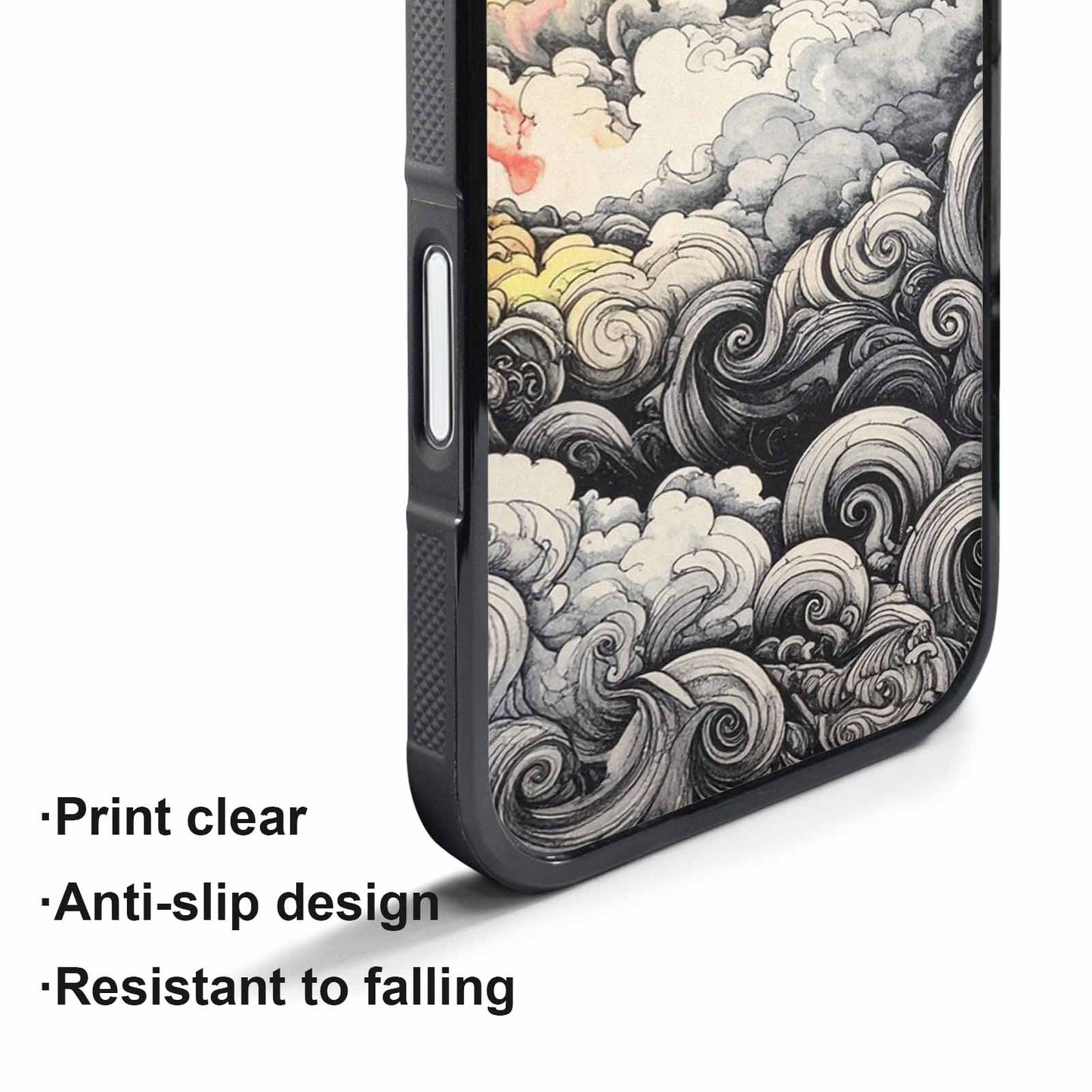 iPhone 17 Pro Case — Tie Dye Swirls Black White Tie, Custom Print Case Cover