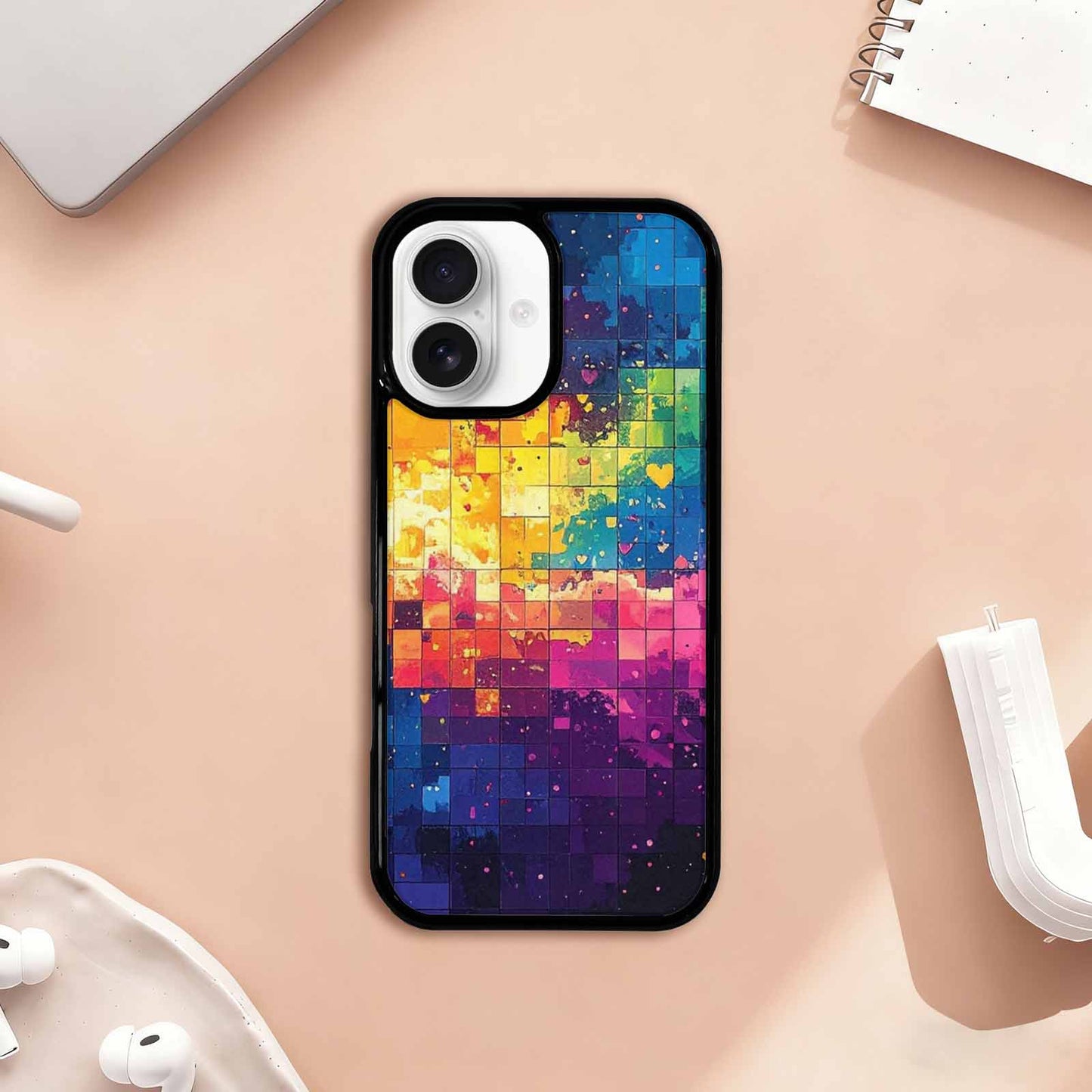 iPhone 17 Case — Pixel Art Bit Burst Original Art, Customized Protective Case