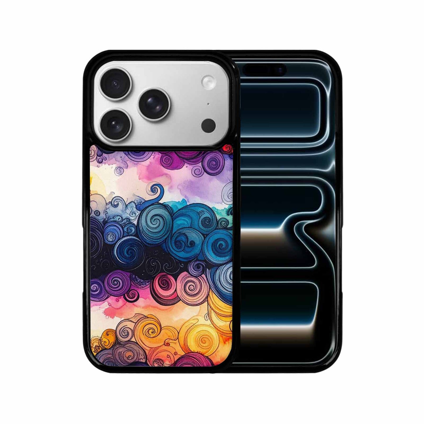 iPhone 17 Pro Case — Tie Dye Swirls Black White Tie, Custom Phone Case