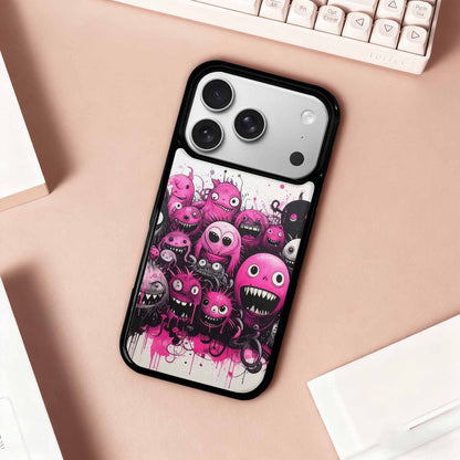 iPhone 17 Pro Case — Monsters General Black Pink Ink Cartoon, Custom Printed Phone Case